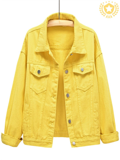 xakxx Denim Jacket Women New Short Loose Casual Coat Spring and Autumn Pink Cowboy Coat  Jacket Women  Korean Coats Women  Jackets