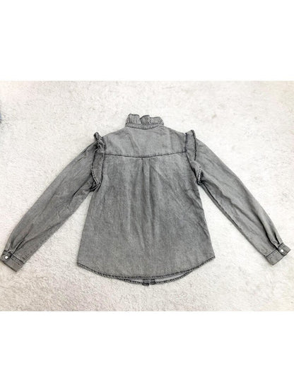 xakxx Women Tops Denim Jacket  New Cardigan Long Sleeve Casual Straight Blue Loose Women Autumn Fashion Streetwear Clothes Blouses