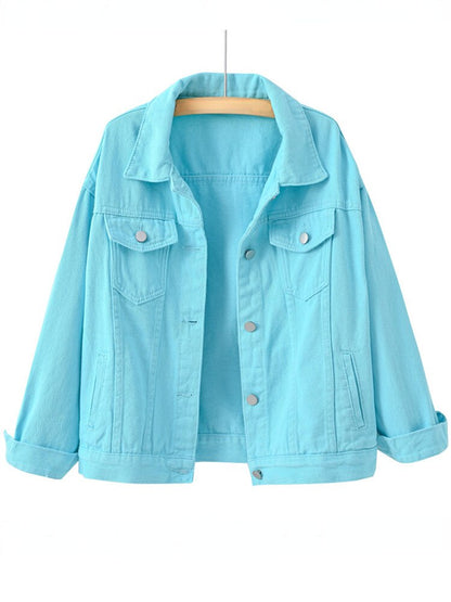 xakxx Denim Jacket Women New Short Loose Casual Coat Spring and Autumn Pink Cowboy Coat  Jacket Women  Korean Coats Women  Jackets