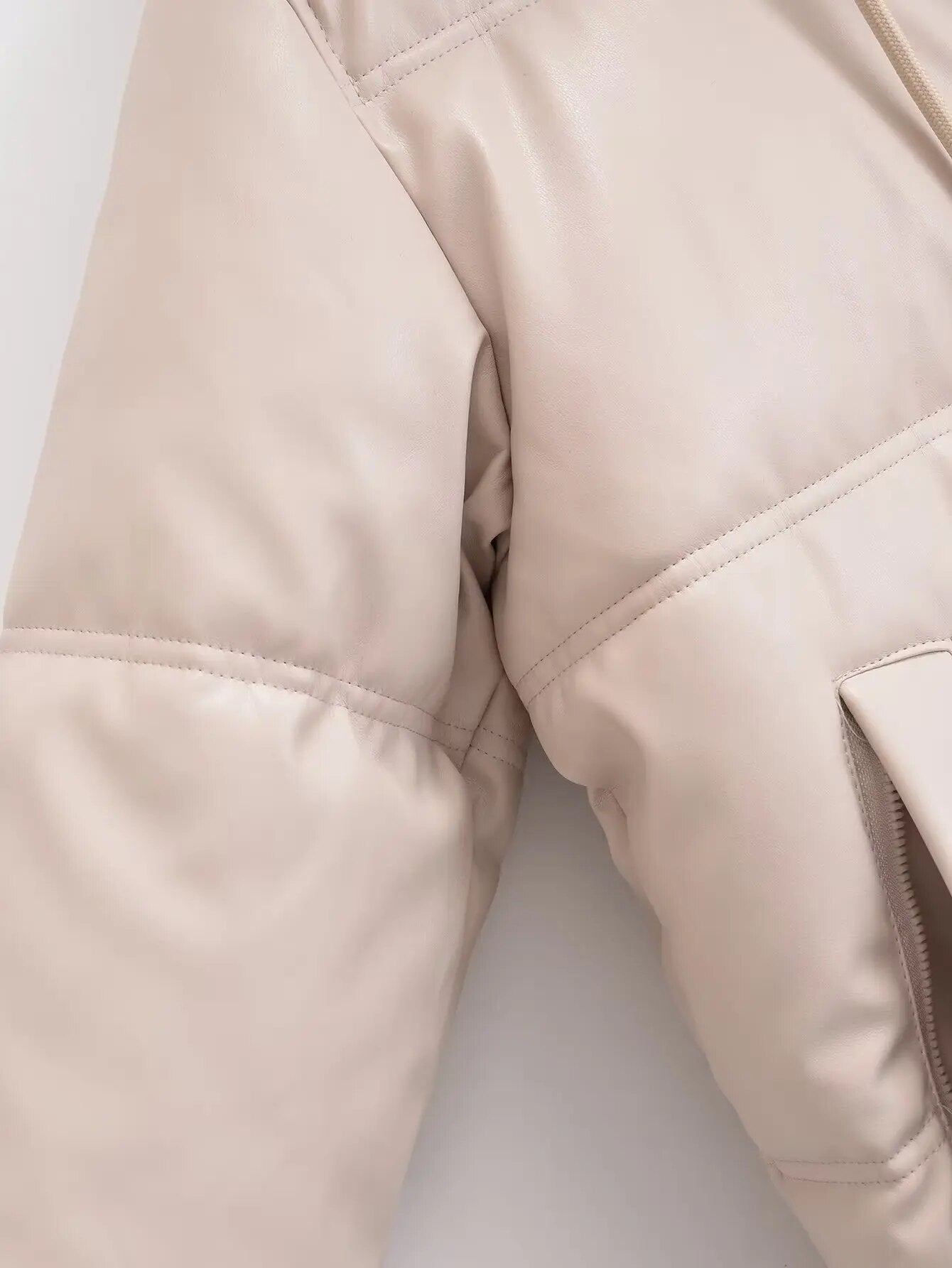 xakxx - Autumn New Solid Color Versatile Warm Hooded Zipper Closure Elastic Band Adjustable Hem Short Padded Jacket Coat Women