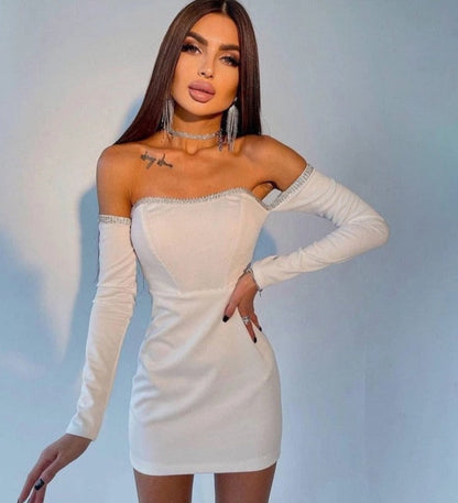 xakxx Spring Long Sleeve Solid Dress Girl A-line Pleated Skirt Prom Party Dance Clothes French Hollow Backless Dress for Women