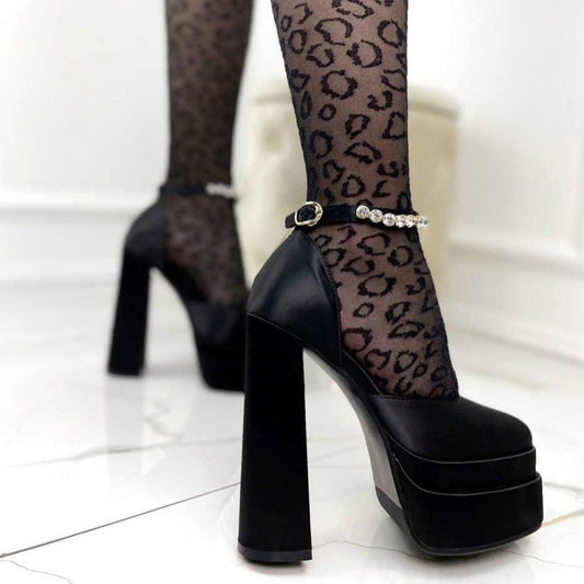 xakxx Graduation Prom New Fashion Women Pumps Retro Mary Janes Chunky Heels Sandals Spring Platform Dress Party Wedding Basic Shoes Woman Big Size
