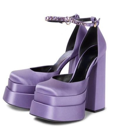 xakxx Graduation Prom New Fashion Women Pumps Retro Mary Janes Chunky Heels Sandals Spring Platform Dress Party Wedding Basic Shoes Woman Big Size