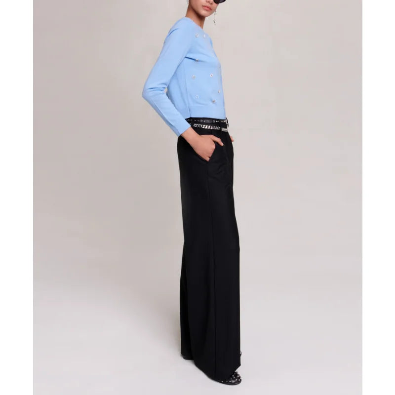 xakxx xakxx Long Sleeve Diamond Embellished Knit Cardigan Blouse Women���s Korean Fashion Vintage