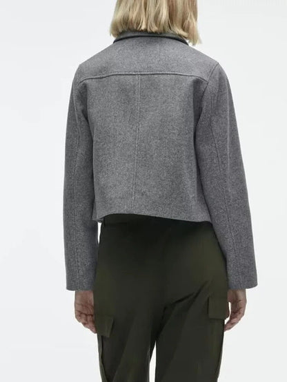 xakxx- The new women's  has a flap patch pocket on the front, gold breasted soft jacket jacket