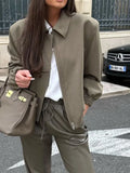 xakxx - New women's  long-sleeved lapel with front pocket pocket and decorative pilot jacket jacket