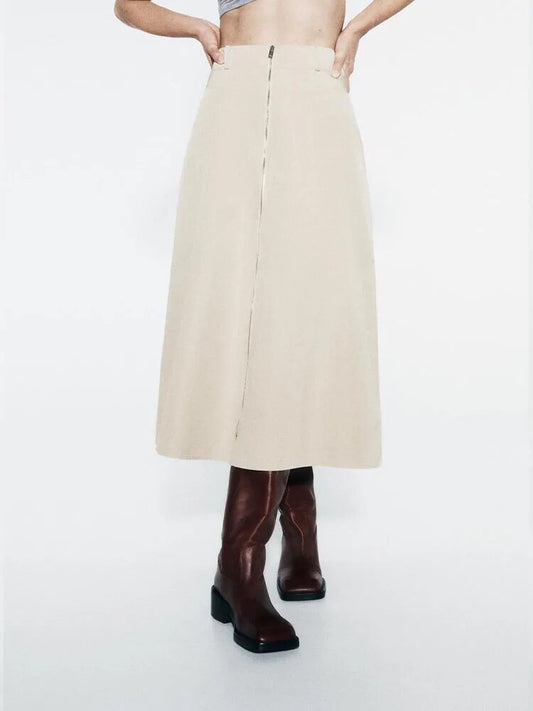 xakxx xakxx - New arrivals for autumn, women���s clothing, fashionable, casual and versatile, zipper-embellished high-waisted cape skirt