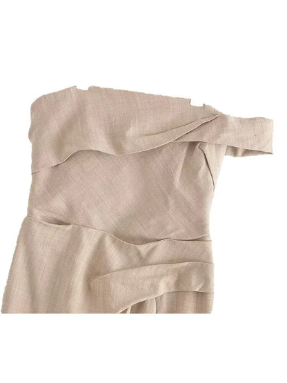 xakxx- New Women's Clothes  Casual Versatile Sexy Ruili Sweet Retro Asymmetric Straight Dress