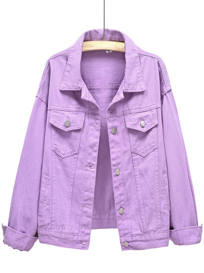 xakxx Denim Jacket Women New Short Loose Casual Coat Spring and Autumn Pink Cowboy Coat  Jacket Women  Korean Coats Women  Jackets