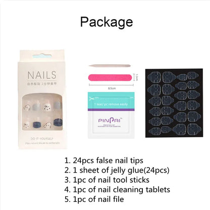 xakxx xakxx 24Pcs Charming Pink Flame Long Ballerina Wearable Fake Nails Press on Smaill Heart Full Cover Detachable Finished Fingernails