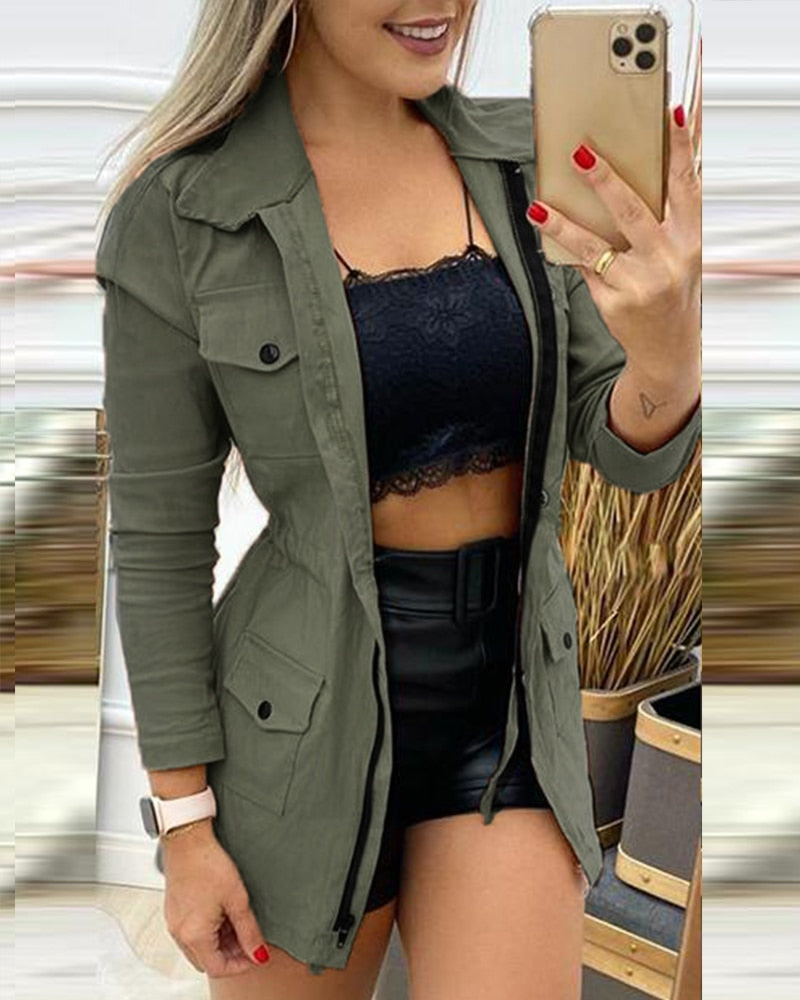 xakxx Autumn outfits  Autumn Fashion Women  Blazer Fall Clothing Lady Jackets  Pockt Design Casual Coat Tops