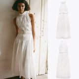 xakxx- New Women's Temperament Casual Fashion Ruili Hollow Out Embroidery Midi Dress