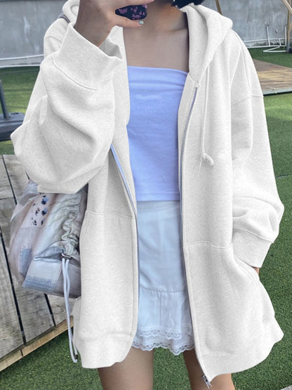 xakxx Korean Style Oversize Gray Hoodies Women Streetwear Loose Hooded Sweatshirt Female Casual Black Long Sleeve Tops Jacket