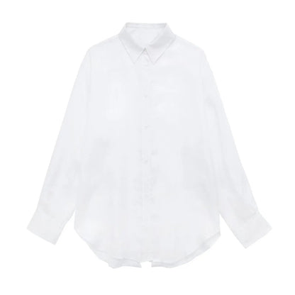 xakxx xakxx - New Women's Casual Fashion Lapel Long Sleeve Closure Front Breasted Button Closure Back Buttons Linen Shirt