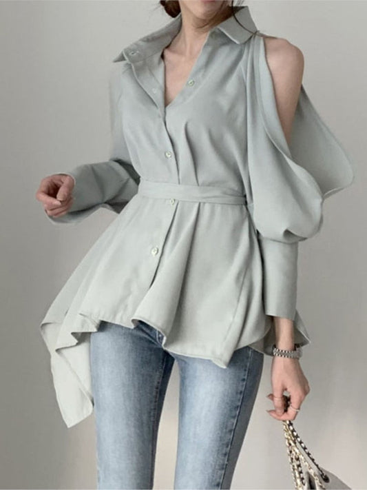xakxx Women Blouse Tops New Lady Hollow Out Fashion Shirts Off Shoulder Spring Summer Clothes Vogue
