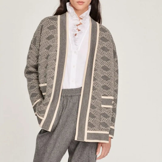xakxx  Women's Cardigan Fall and Winter Female Clothing Elegant Loose Knit Jacket Without Placket