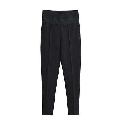 xakxx xakxx- New Women's Style Fashion Versatile High Waist Tight Slim Wide Waist Casual Bottom Pants