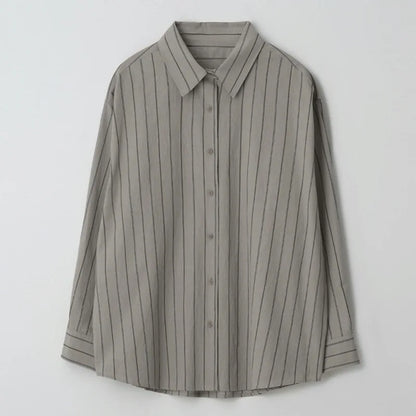 xakxx xakxx  New Autumn Female Clothing Casual Loose Irregular Stripe Long Sleeve Shirt Women's Blouse