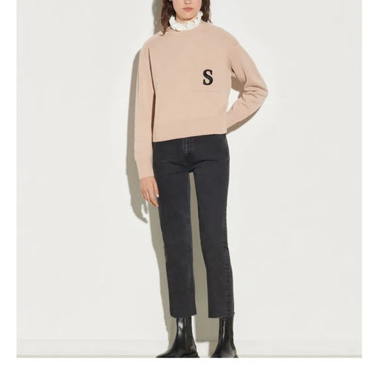 xakxx xakxx Solid Color Knit Autumn Casual Tops for Women's Clothing Elegant Blouses Full Length for Cardigan