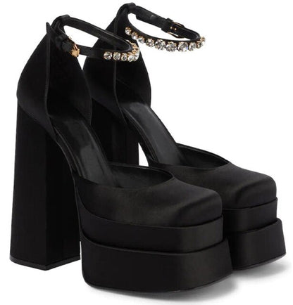xakxx Graduation Prom New Fashion Women Pumps Retro Mary Janes Chunky Heels Sandals Spring Platform Dress Party Wedding Basic Shoes Woman Big Size