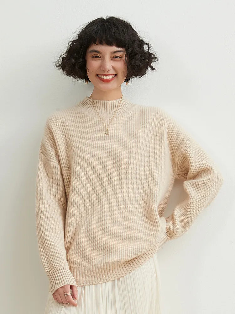 xakxx xakxx-Autumn and winter new 100% pure cashmere sweater women's semi-high neck thick warm sweater wool bottoming shirt.