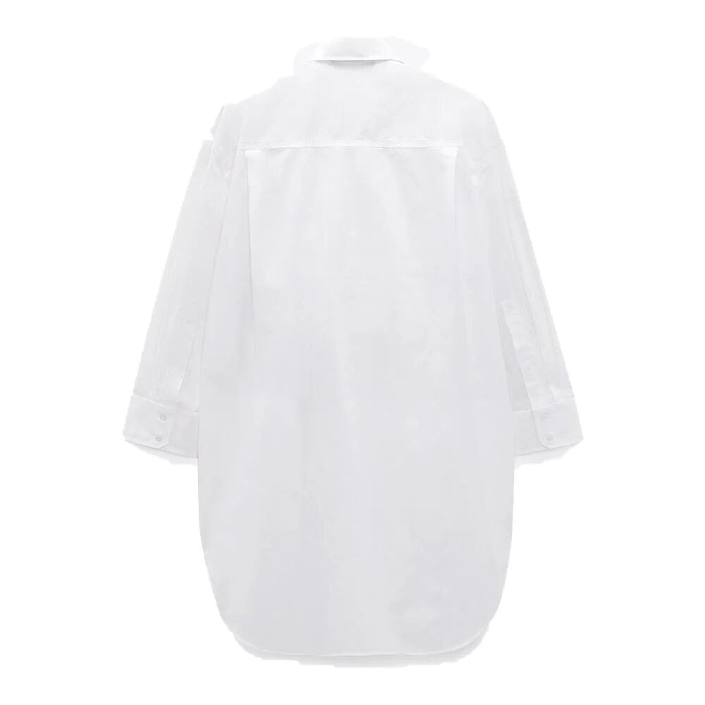 xakxx xakxx - New women's temperament fashion casual Ruili sweet elegant white loose casual lapel long-sleeved shirt