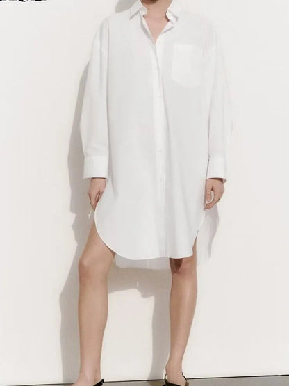 xakxx xakxx - New women's temperament fashion casual Ruili sweet elegant white loose casual lapel long-sleeved shirt