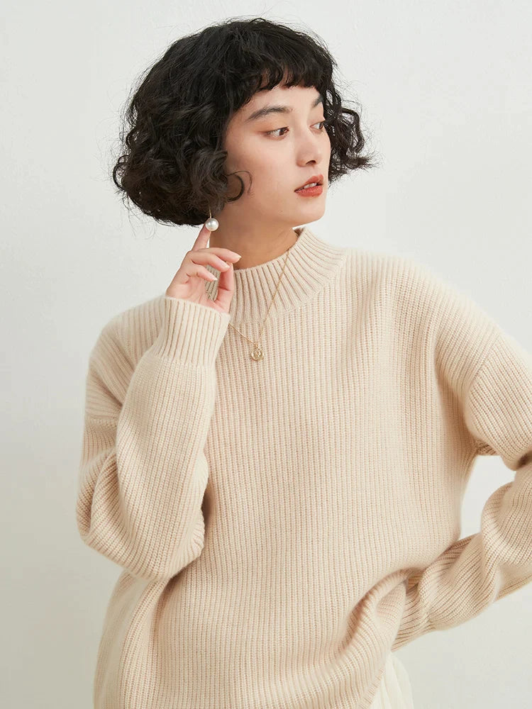 xakxx xakxx-Autumn and winter new 100% pure cashmere sweater women's semi-high neck thick warm sweater wool bottoming shirt.