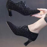 Spring Sexy Glitter Rhinestones Luxury High Heels Women Crystal Bowknot Wedding Party Prom Shoes Female New Casual Pumps
