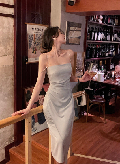 xakxx Black Fridy Elegant Summer Spaghetti Strap Midi  Dress Women Prom Evening Bodycon Party Birthday Club Fashion Clothing