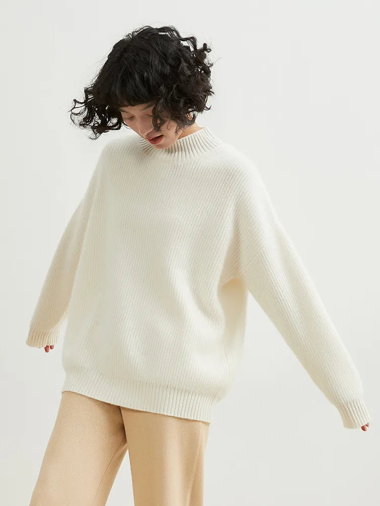 xakxx xakxx-Autumn and winter new 100% pure cashmere sweater women's semi-high neck thick warm sweater wool bottoming shirt.
