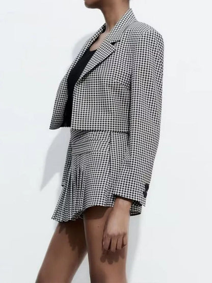 xakxx xakxx - Women's wear  new spring and summer new new women's wear black and white small plaid short suit coat A-line short skirt pant
