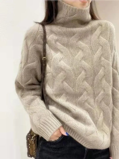 xakxx xakxx-100 pure cashmere sweater women's winter high-necked European goods loose thickened twist bottoming sweater