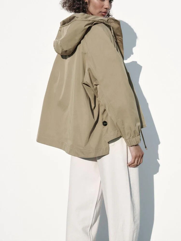 xakxx - New Women's  with buttons on the front with zipper and closed buttons on the loose parka jacket