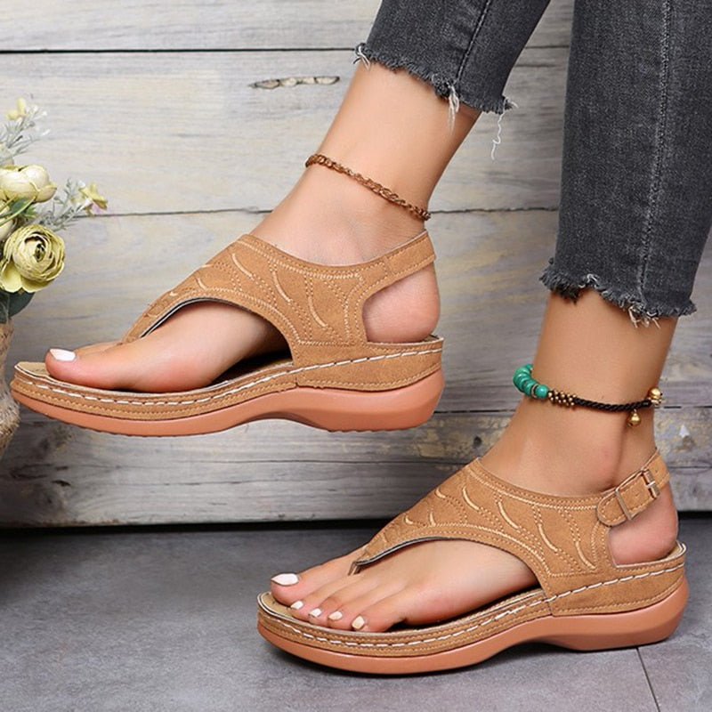 xakxx Back to school Clip Toe Wedges Sandals For Women Summer Rome Platform Sandalias Woman Non Slip Beach Shoes Mujer Plus Size 35-44
