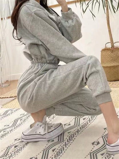 xakxx Jumpsuits Women Fleece Hoodie Sweatshirts Autumn Winter Fashion  Pullovers Warm Tracksuits