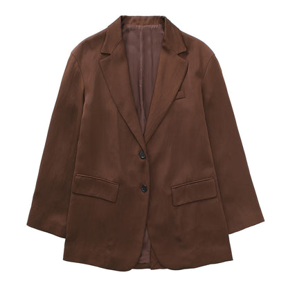xakxx Spring Women Fashion With Buttons Long Sleeves Tweed Jacket Vintage Long Sleeves Pockets Coat Female Outerwear Chic Top
