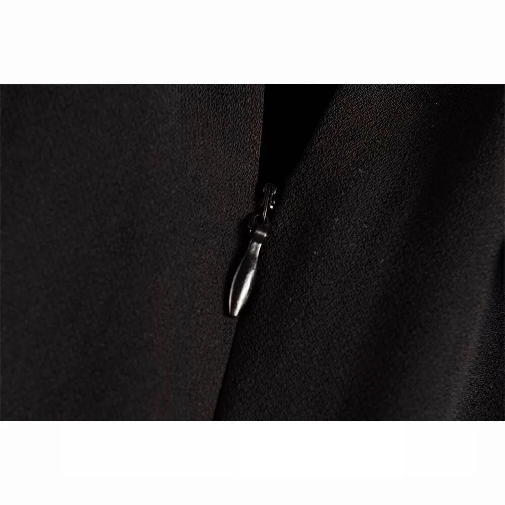 xakxx xakxx - Spring New Women's Front Pocket Stitch Hidden Zipper Closure Black Belt Zipper Polo Short Sleeve Bodysuit