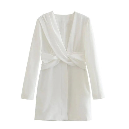 xakxx - New Women's  Temperament Fashion Sweet Multi Color Button Pleated Slim Fit Long Sleeve Dress Group