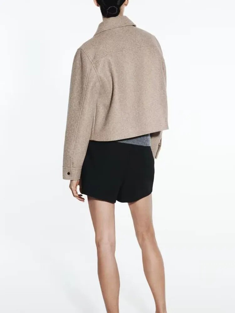 xakxx - Autumn new women's clothing design sense lapel long-sleeved all-match loose casual soft short jacket coat