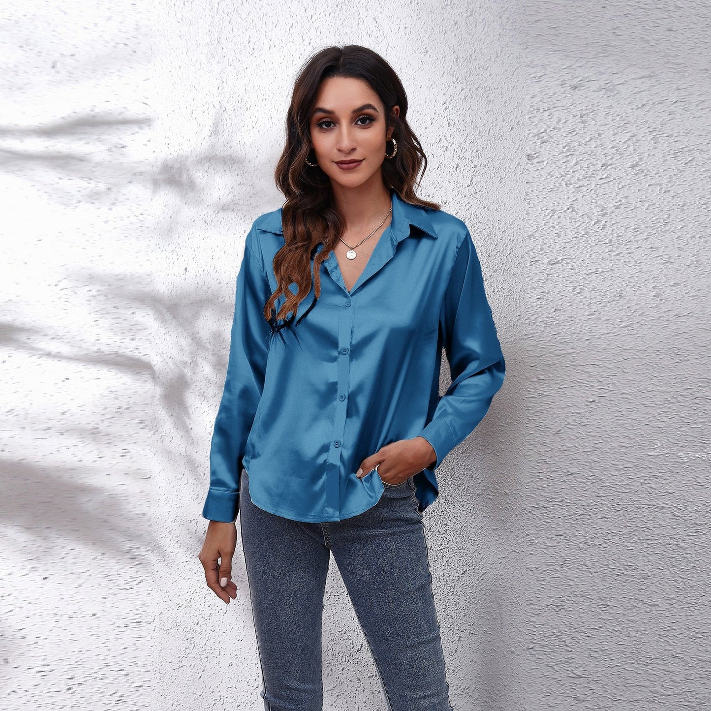xakxx Spring White Blouses Vintage Women Elegant Top  Casual Shirt Oversize Satin Silk Loose Shirts Long Sleeves Clothing