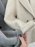 xakxx-New Women High Quality Alpaca Double-sided Wool Coat Loose Lapel Long Sleeve Fashion Lace-up Natural Woolen Jacket Autumn Winter
