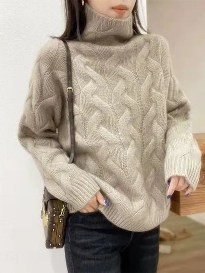 xakxx xakxx-100 pure cashmere sweater women's winter high-necked European goods loose thickened twist bottoming sweater