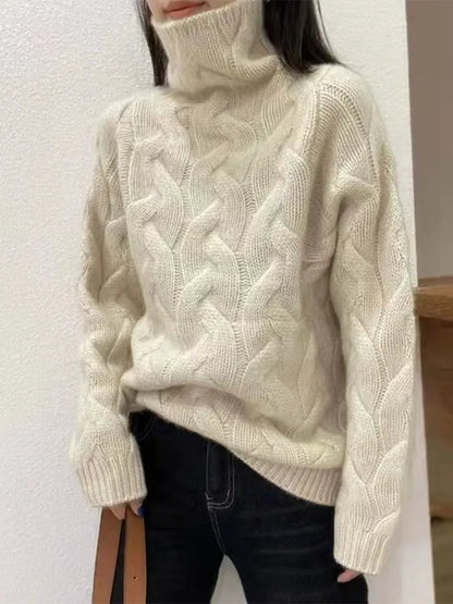 xakxx xakxx-100 pure cashmere sweater women's winter high-necked European goods loose thickened twist bottoming sweater