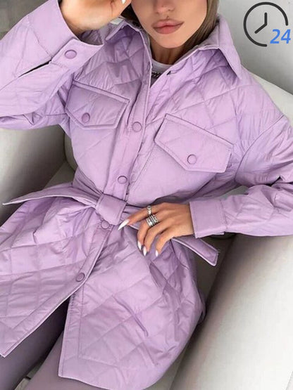 xakxx Women's Winter Jacket New Super Hot Single-breasted Lapel Long Green Loose Warm Plaid Top Casual Streetwear Quilted Coats Female