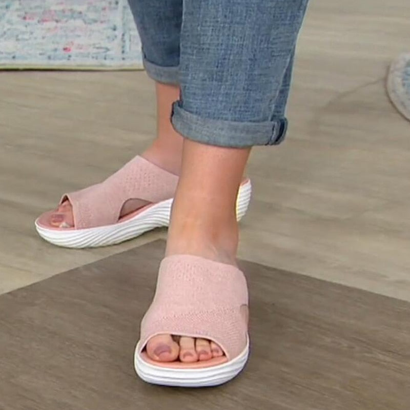 xakxx Women Wedge Sandals Ladies Summer Shoes Woman Platform Slippers Female Slip On Flats Peep Toe Slide Sandalias De Mujer