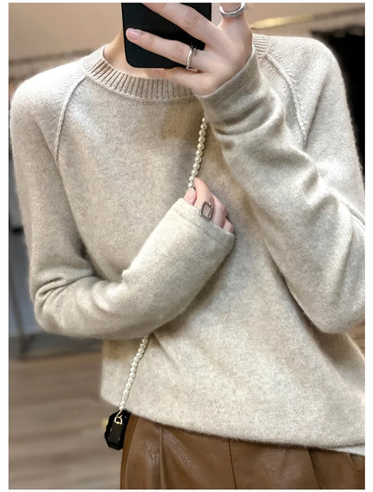 xakxx xakxx-Merino round neck sweater women's 100 pure wool bottoming shirt  new winter loose knitted cashmere sweater