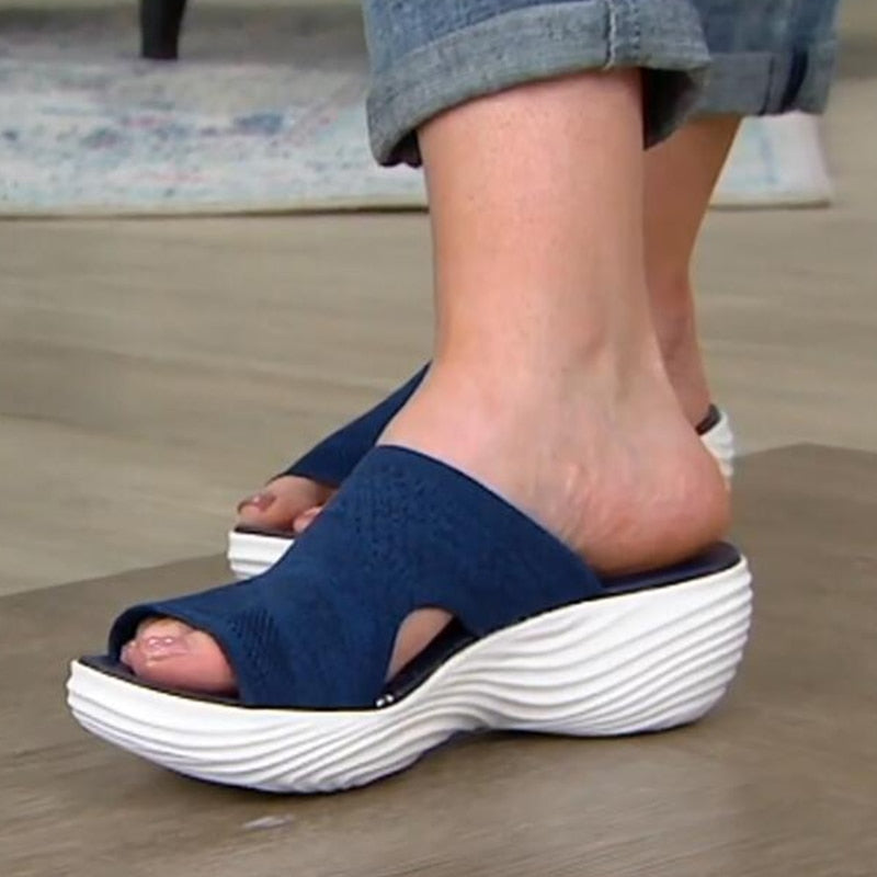 xakxx Women Wedge Sandals Ladies Summer Shoes Woman Platform Slippers Female Slip On Flats Peep Toe Slide Sandalias De Mujer