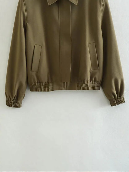 xakxx - New women's  long-sleeved lapel with front pocket pocket and decorative pilot jacket jacket