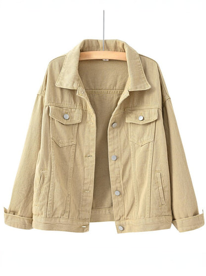 xakxx Denim Jacket Women New Short Loose Casual Coat Spring and Autumn Pink Cowboy Coat  Jacket Women  Korean Coats Women  Jackets